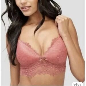Fredericks of Hollywood Finley Lace Padded Bralette XL Duce Pink